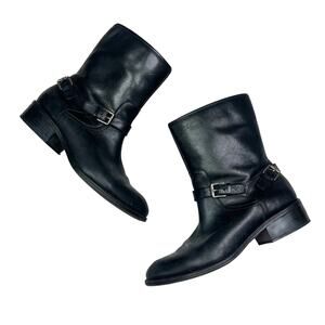 Lauren Ralph Lauren | Leather Mesi Black Designer Biker Moto Boots Booties 9.5
